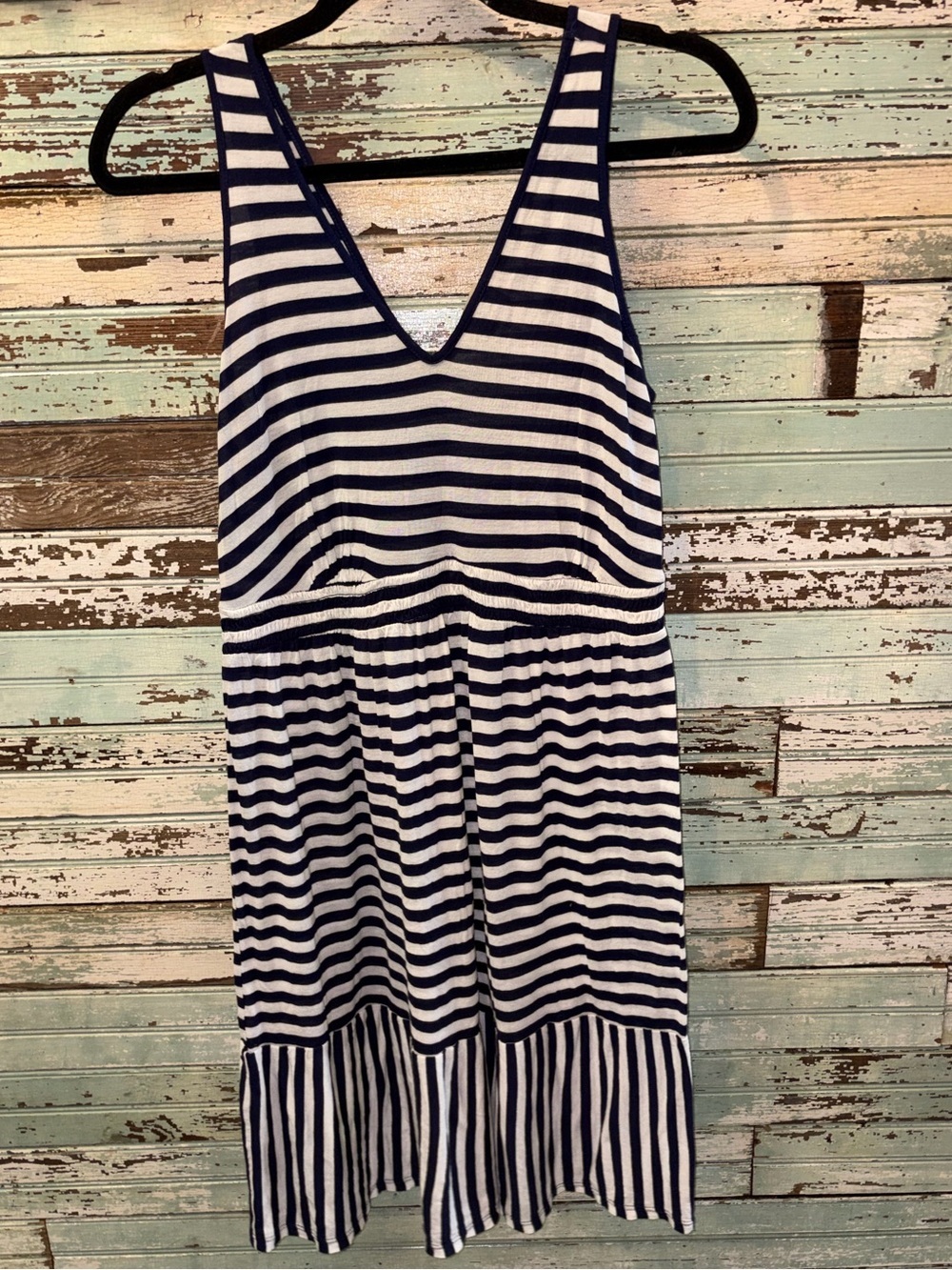 Beach Bump by Motherhood Maternity Navy & White Striped V‑Neck Sundress